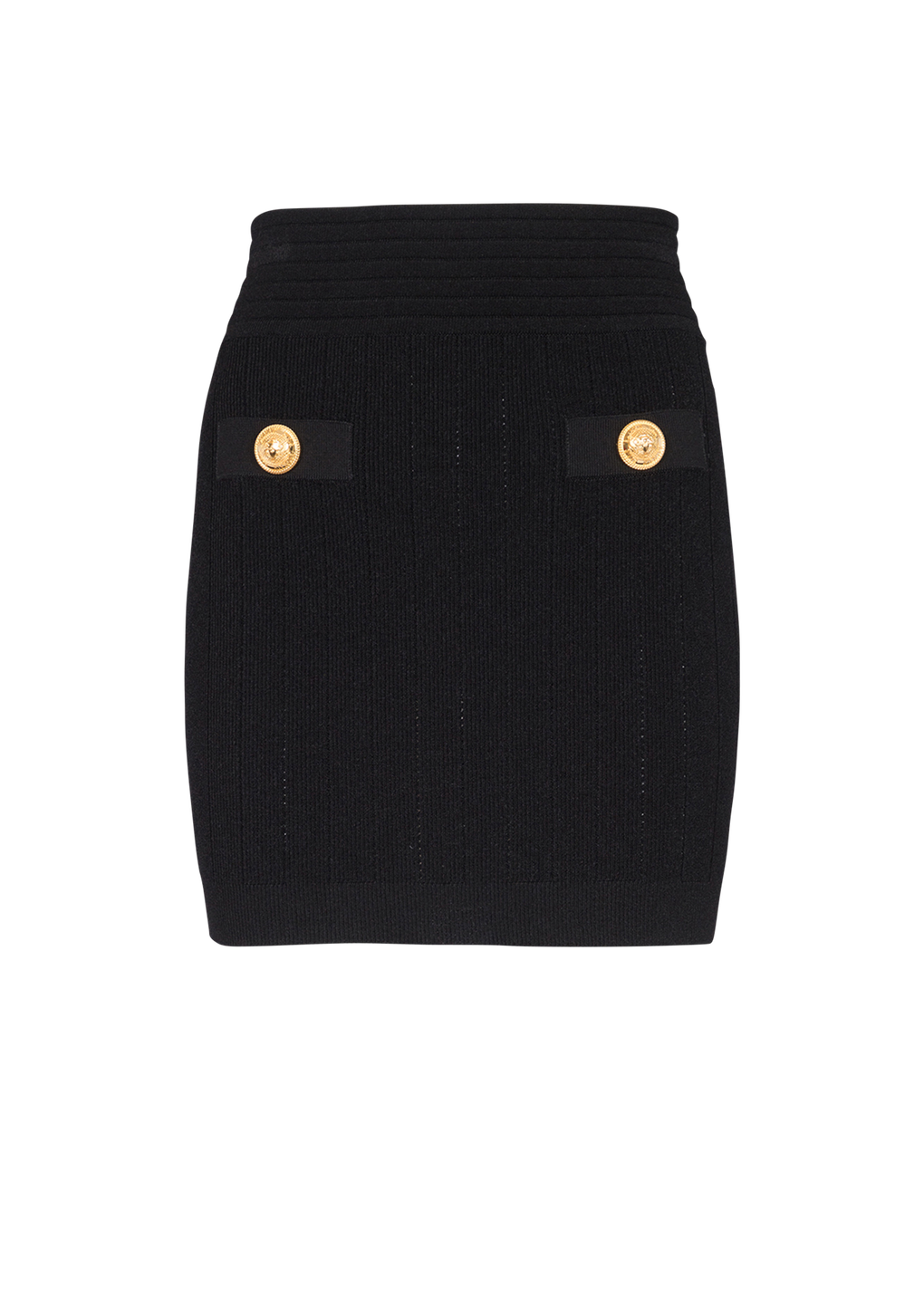 Short eco-designed knit skirt, black, hi-res
