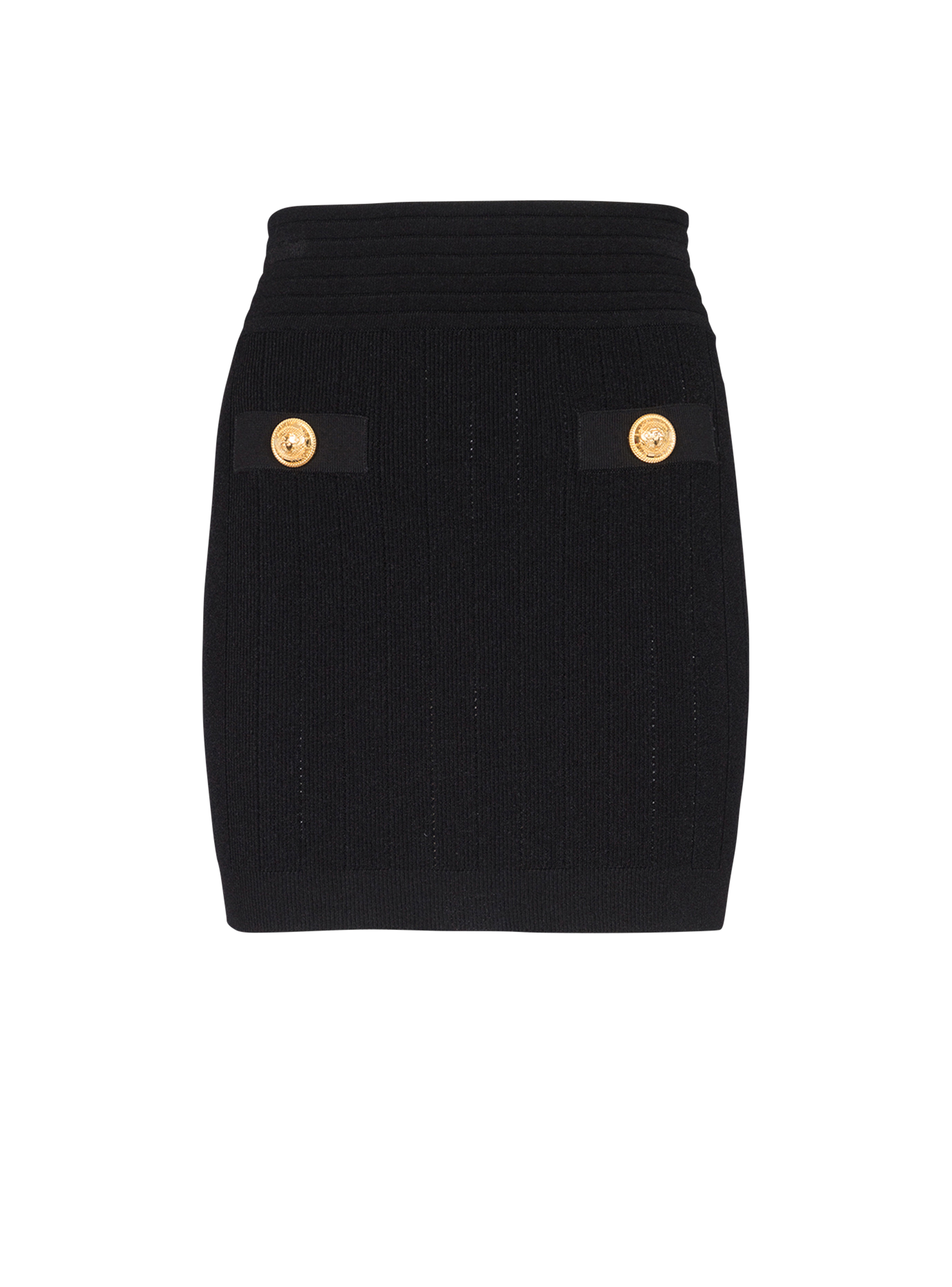 Short eco-designed knit skirt, black