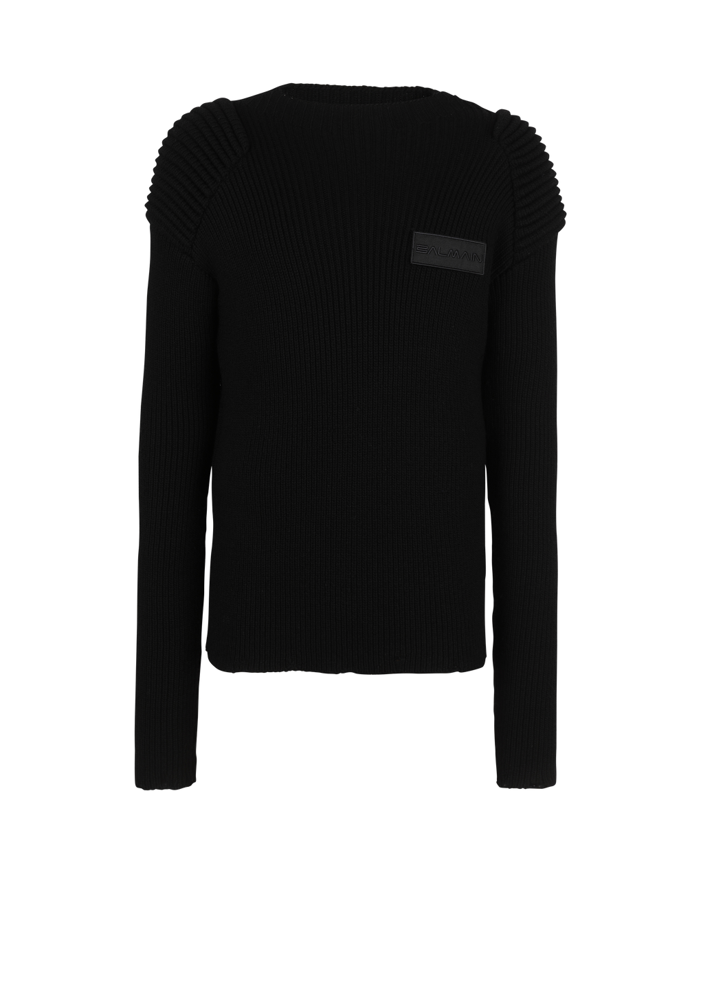Wool jumper with Balmain logo, black, hi-res