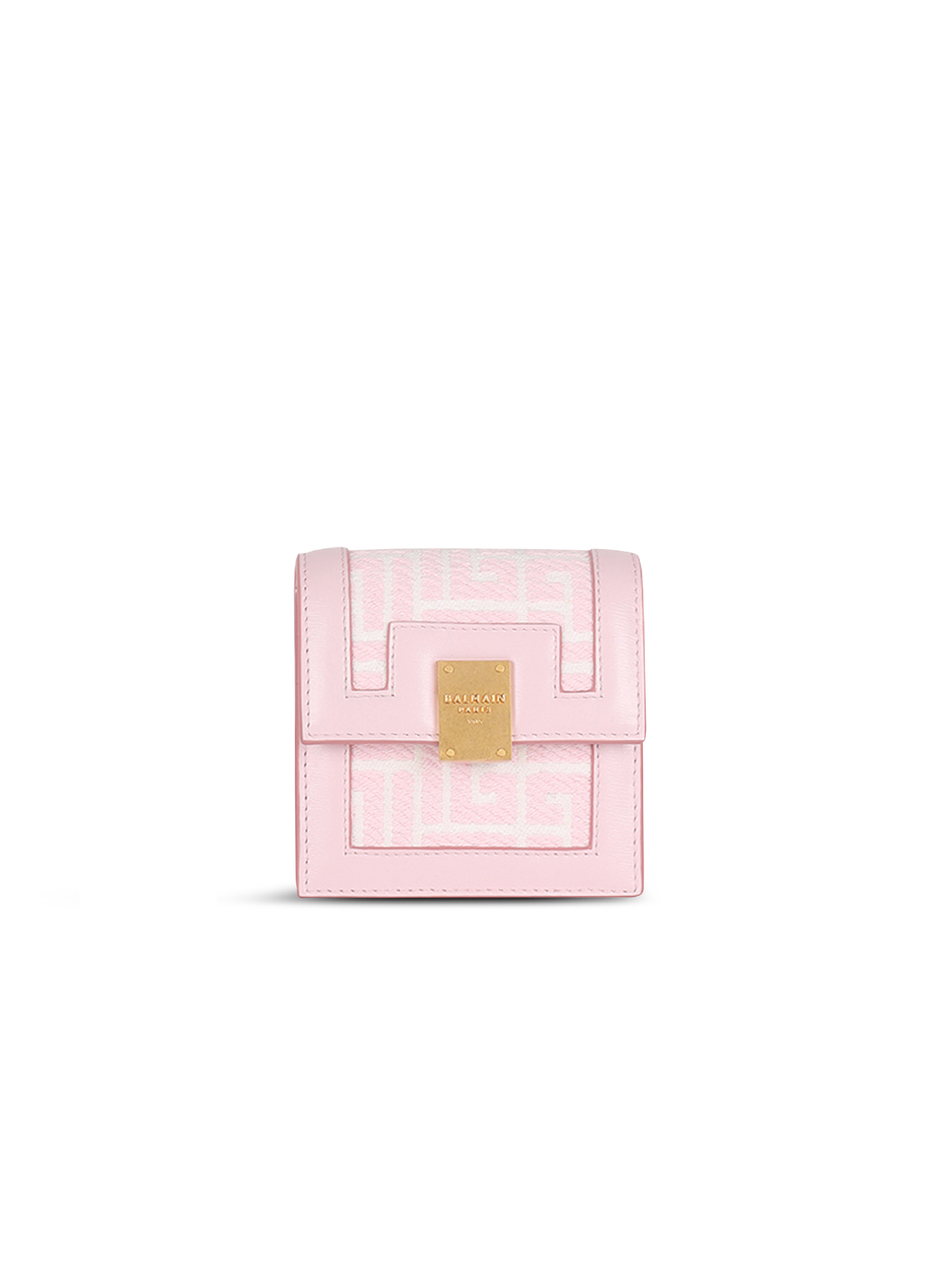 Bicolor jacquard 1945 card holder with chain, pink