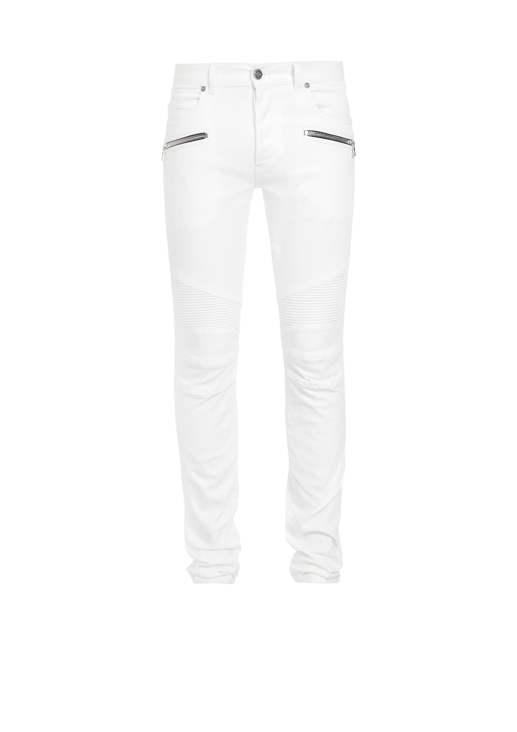 Slim-cut cotton jeans, white, hi-res