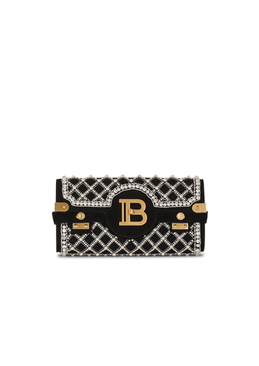 Suede and embroidered pearl B-Buzz 23 clutch bag