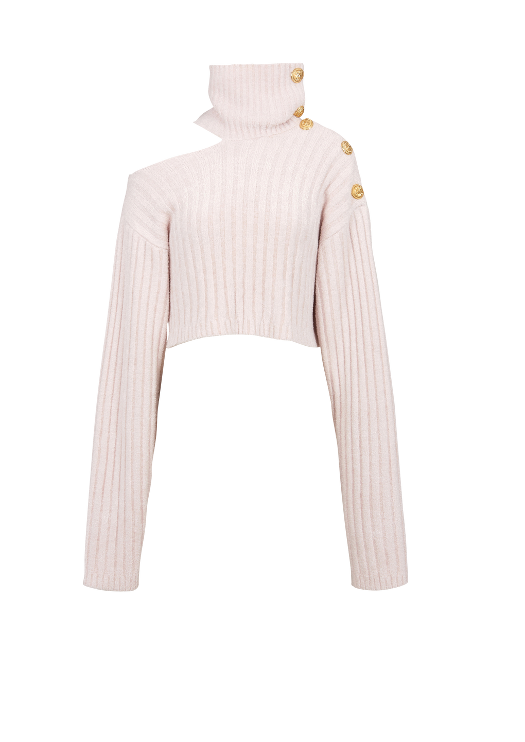 Cropped velvet pullover, pink, hi-res