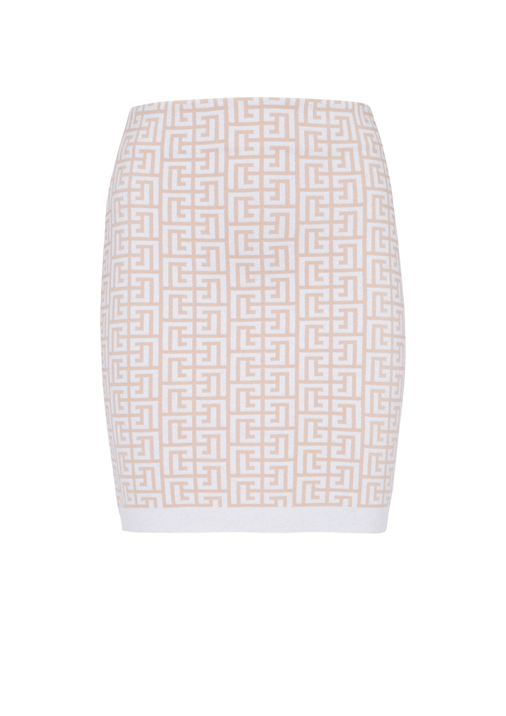 Short knit skirt with Balmain monogram, pink, hi-res